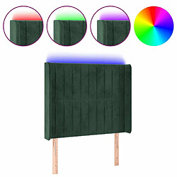 Maison Chic Tête de lit moderne à LED lumineuse pour chambre - Décoration de lit Vert foncé 93x16x118/128 cm Velours -MN21637