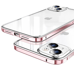 Coque en TPU + métal LUPHIE cadre poli, électroplaqué, anti-rayures pour votre iPhone 14 - rose