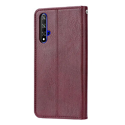 Avis Wewoo Housse Coque Étui en cuir flip horizontal de texture de peau de pétrissage pour Huawei Honor 20avec cadre photo et support et fentes cartes et portefeuille vin rouge