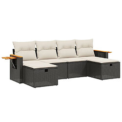 Maison Chic Ensemble Tables et chaises d'extérieur 6pcs avec coussins,Salon de jardin noir résine tressée -GKD204219