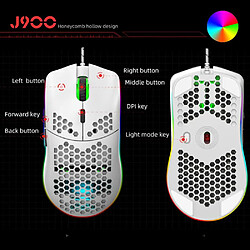 Avis Universal Souris gaming HXSJ J900 Souris programmable éclairée RGB avec six coquillages DPI réglables en nid d'abeille pour ordinateur de bureau