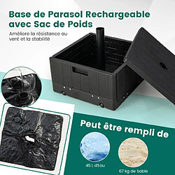 Helloshop26 Base de parasol remplissable de 80 kg plateau de table sac à lester roues poignée table basse 3 en 1 support de parasol 20_0007866