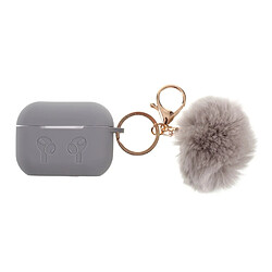 Coque en silicone avec boucle boule velue gris pour votre Apple AirPods Pro