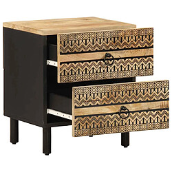 vidaXL Table de chevet noir 40x33,5x46 cm bois de manguier massif brut