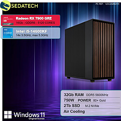 Sedatech Workstation Premium • Intel i5-14600KF • RX 7900 GRE • 32Go DDR5 • 2To SSD M.2 • Windows 11