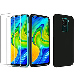 Coque Silicone Couleur Noir + 2 Verres Trempes Pour Xiaomi Redmi Note 9 Little Boutik®