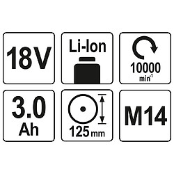 Acheter YATO Meuleuse d'angle avec 2 batteries Li-Ion 3,0Ah 18V 125 mm