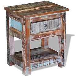 vidaXL Table d'appoint 1 tiroir Bois de récupération massif 43x33x51cm