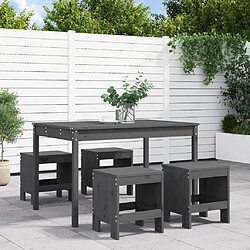 Salle à dîner de jardin 5 pcs,Table et chaise à manger gris bois massif de pin -MN73632