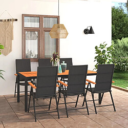 Salle à manger de jardin 7 pcs,Table et chaise à dîner Noir et marron -MN76201