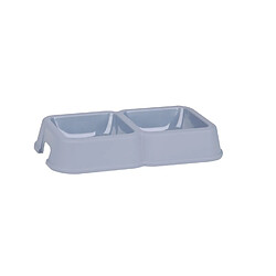 Dogi Gamelle 0,5L - Gris Gamelle pour chiens et chats - Double - Plastique - Facile à transporter - Gris