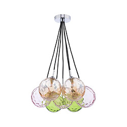 Luminaire Center Suspension Elpis Chrome poli, verre multicolore