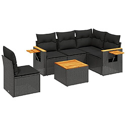 Maison Chic Salon de jardin 6 pcs avec coussins | Ensemble de Table et chaises | Mobilier d'Extérieur noir résine tressée -GKD44215