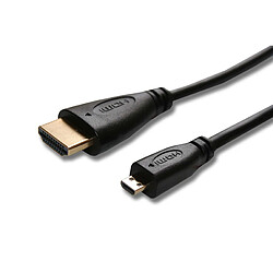 Vhbw Câble HDMI 1,8 m, Micro-HDMI, 19 broches, branchement HDMI A sur un branchement HDMI D avec fonction ethernet - Pour appareil photo, smartphone, Tv... 