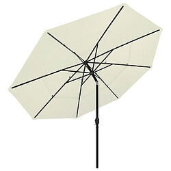 ComfortXL Parasol à 3 Niveaux Avec Mât En Aluminium Sable 3,5 M