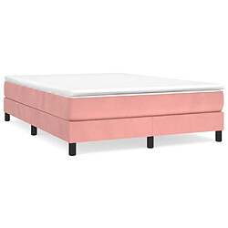 Sommier à lattes,Cadre à lattes de lit pour Adulte Rose 140x190 cm Velours -MN76696