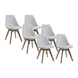 Vente-Unique Lot de 6 chaises JODY - Polypropylène Hêtre - Blanc