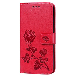 Wewoo Housse Coque Étui en cuir PU à rabat horizontal relief rose pour Huawei Honor 8S / Y5 2019avec support et fentes cartes et portefeuille rouge