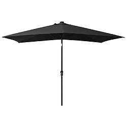 Helloshop26 Parasol avec led et mât en acier 2 x 3 m noir 02_0008068