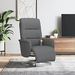 vidaXL Fauteuil inclinable de massage et repose-pieds gris foncé tissu