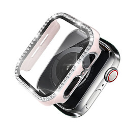 Coque en TPU Cadre en cristal de galvanoplastie Rose/Argent pour votre Apple Watch 4/5/6/SE 40mm