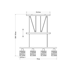 Avis Globo Lighting Plafonnier design Tunno - H. 180 cm - Noir et doré