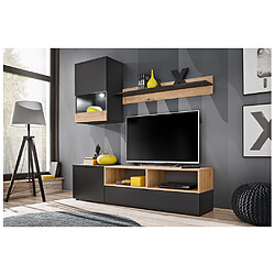 Dusine ENSEMBLE MEUBLE TV NANO NOIR MAT ET BOIS ARTISANA 175 CM