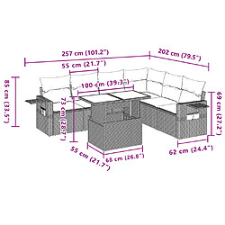 Acheter vidaXL Salon de jardin 7 pcs avec coussins noir résine tressée