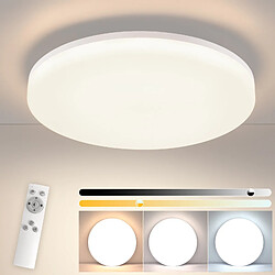 NETTLIFE Plafonnier LED 18W 22CM Rond IP54 Plat Dimmable Chambre Salle de Bain Lampe avec Télécommande pour Couloir de Cuisine