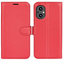 Etui en PU texture litchi, anti-rayures, fermoir magnétique avec support, rouge pour votre OnePlus Nord N20 5G