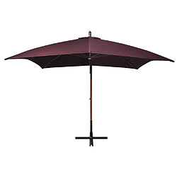 vidaXL Parasol de jardin suspendu et mât rouge bordeaux bois de sapin