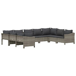 Avis Maison Chic Salon de jardin 9 pcs + coussins - Mobilier/Meubles de jardin - Table et chaises d'extérieur Gris Résine tressée -MN91029