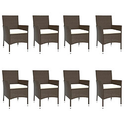 Acheter Ensemble salle à manger de jardin 9 pcs,Ensemble à dîner d'extérieur marron poly rotin -MN33874