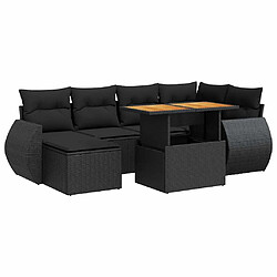 vidaXL Salon de jardin 7 pcs avec coussins noir résine tressée