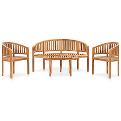 Maison Chic Salon de jardin 4 pcs - Table et chaises d'extérieur - Mobilier/Meubles de jardin Moderne en forme de banane Bois de teck solide -MN54811