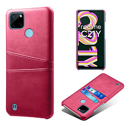 Coque en TPU + PU KSQ anti-griffes avec porte-cartes, rose pour votre Realme C21Y/Realme C25Y