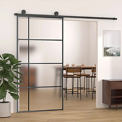 vidaXL Porte coulissante Verre ESG dépoli aluminium 102,5x205 cm Noir