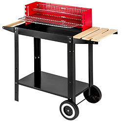 Helloshop26 Barbecue chariot charbon de bois, mobile sur deux roues, poignée pratique en bois 1508005