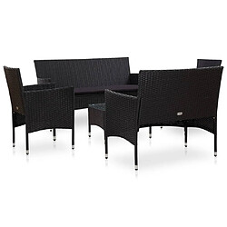 Maison Chic Salon de jardin 5 pcs + coussins - Mobilier/Meubles de jardin - Table et chaises d'extérieur Résine tressée Noir -MN16243