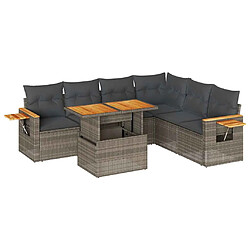 vidaXL Salon de jardin avec coussins 6 pcs gris résine tressée acacia