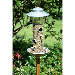 Luxus-Vogelhaus 28820 Mangeoire pour oiseaux en colonne avec support en bois - design argenté exclusif - 33 cm pas cher