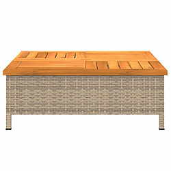 Maison Chic Table de jardin | Table d'extérieur beige 70x70x25 cm résine tressée et bois acacia -GKD68004 pas cher