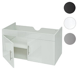 Mendler Meuble sous-lavabo HWC-D16, meuble sous-lavabo Meuble de salle de bain, brillant 90cm ~ blanc