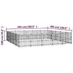 vidaXL Chenil d'extérieur pour chiens Acier 23,52 m² pas cher