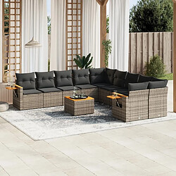 Maison Chic Salon de jardin 11 pcs avec coussins | Ensemble de Table et chaises | Mobilier d'Extérieur gris résine tressée -GKD18063