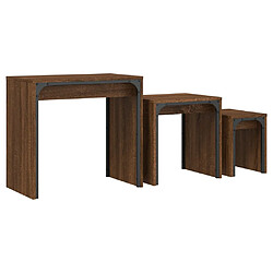 vidaXL Tables basses gigognes 3 pcs chêne marron bois d'ingénierie