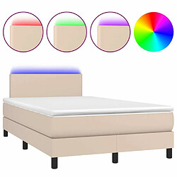 Sommier à lattes LED,Cadre à lattes de lit avec matelas pour Adulte Cappuccino 120x200 cm -MN32127