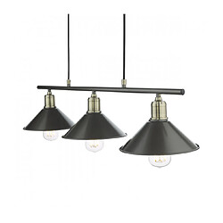 Luminaire Center Suspension Jalen Laiton antique,Gris mat 3 ampoules 20cm pas cher