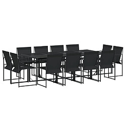 vidaXL Ensemble à manger de jardin 13 pcs noir textilène