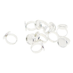 10pcs 16mm Blanc Bague Lunette Ronde Plateau Cabochon Réglable En Laiton Argent